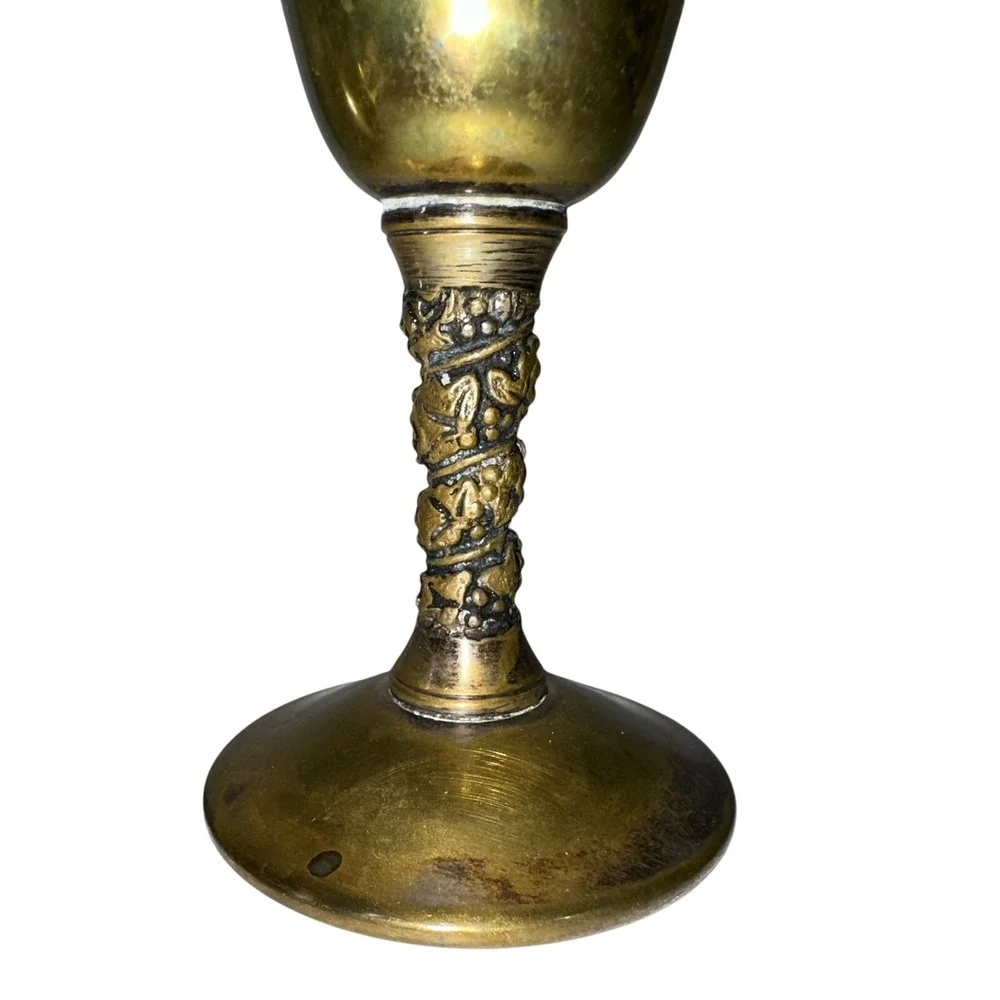 3 Vintage Brass Silver‎ Plate Goblets Made In Spain